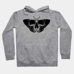 Skull Face Inside Moth Silhouette Halloween Graphic Art Hoodie